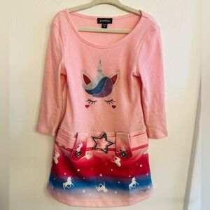 Zunie Pink Unicorn Dress with Star Belt